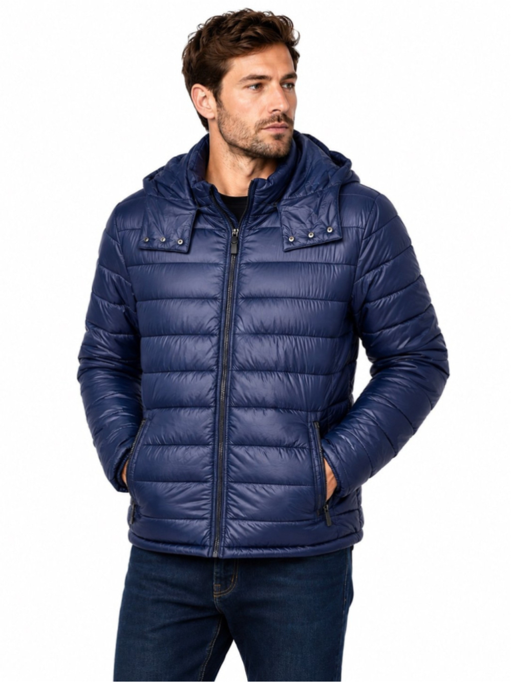 NWT SLATE & STONE BLUE QUILTED REMOVABLE HOOD MEN’S PUFFER JACKET COAT